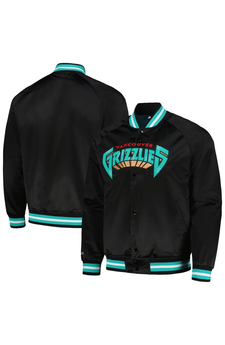 Mitchell & Ness Men's Mitchell & Ness Black Vancouver Grizzlies Hardwood Classics  Throwback Wordmark Raglan Full-Snap Jacket, Alternate, color, 