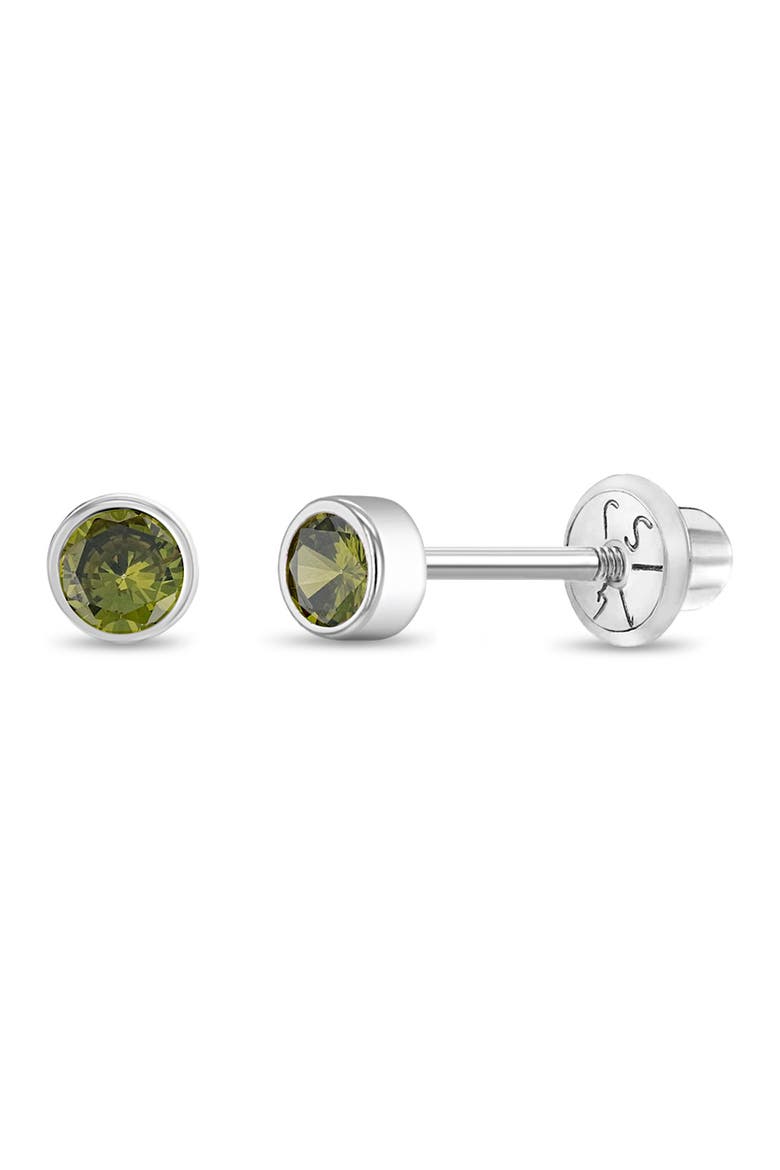 14k Bezel Cubic Zirconia Earrings, Main, color, August