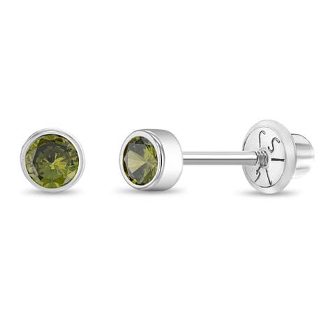 14k Bezel Cubic Zirconia Earrings