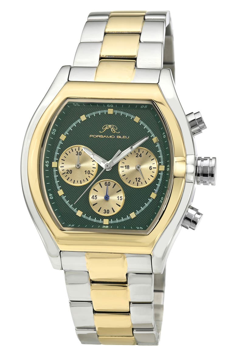 Roman Chronograph Bracelet Watch, 42mm, Main, color, TWO-TONE GREEN