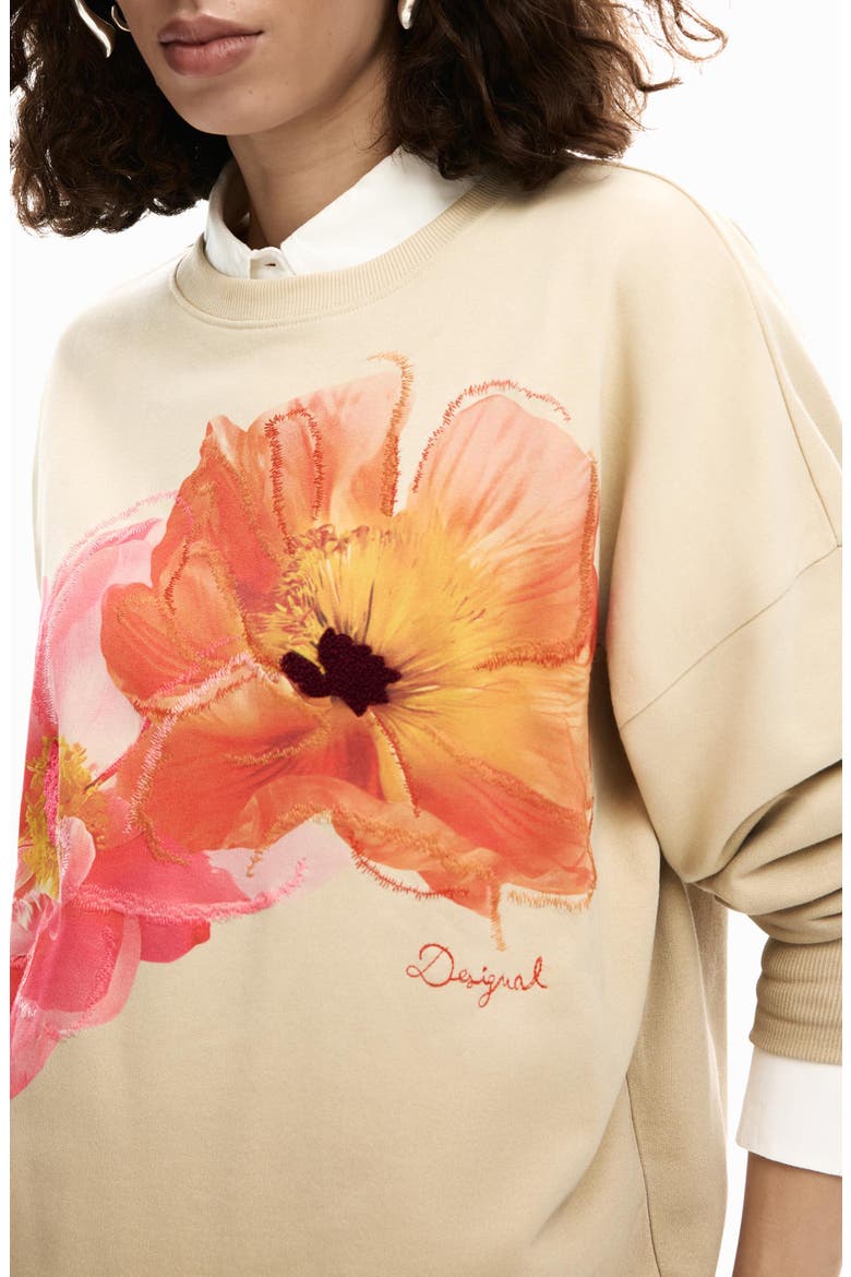 Floral Graphic Sweatshirt, Alternate, color, OFF WHITE