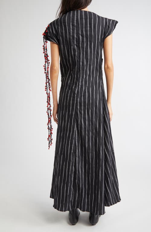 Kúr Leather Patch Pocket Stripe Maxi Dress In Multi