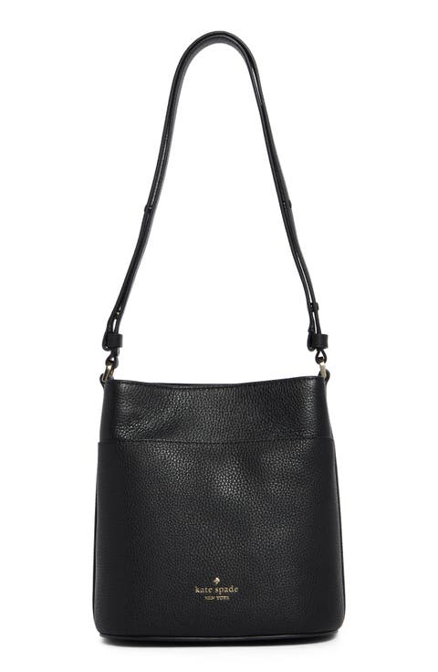 leila pebbled leather small bucket bag