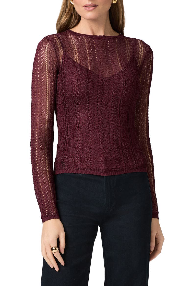Petra Pointelle Sweater, Main, color, BLACK CHERRY