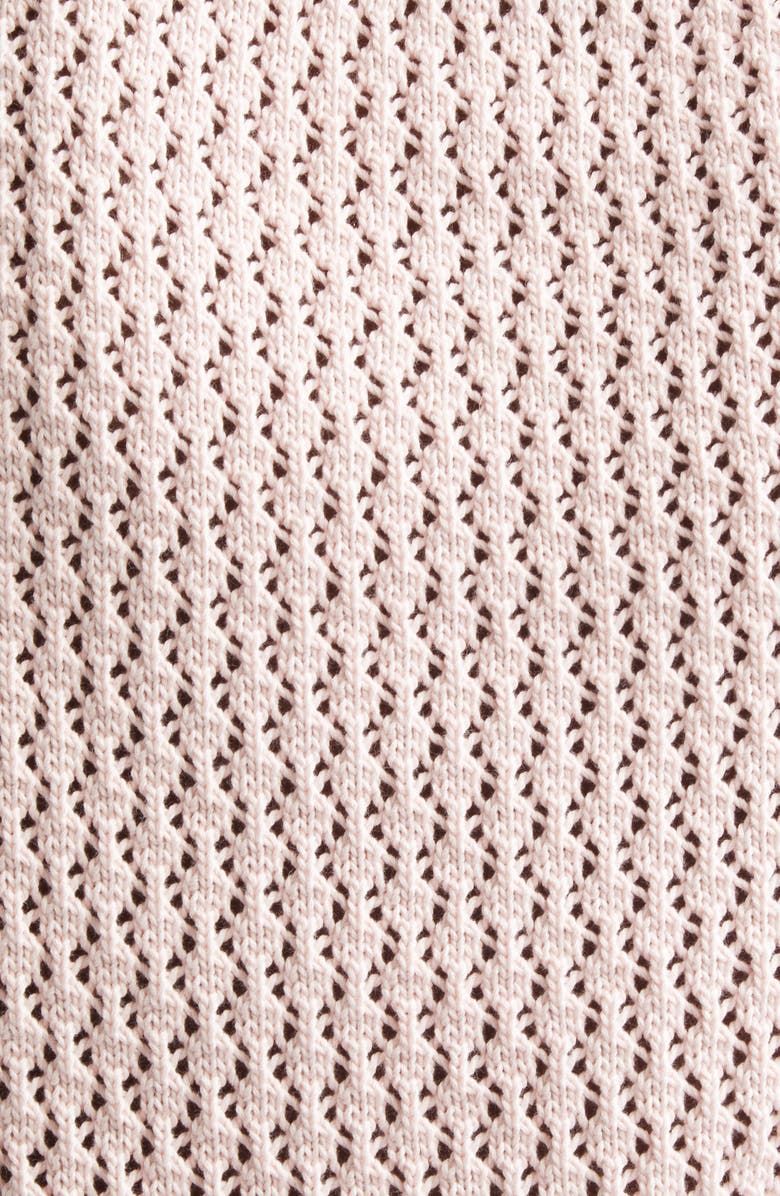 Thom Browne Hector Icon Cotton Pointelle Stitch Crop Sweater, Alternate, color, Light Pink