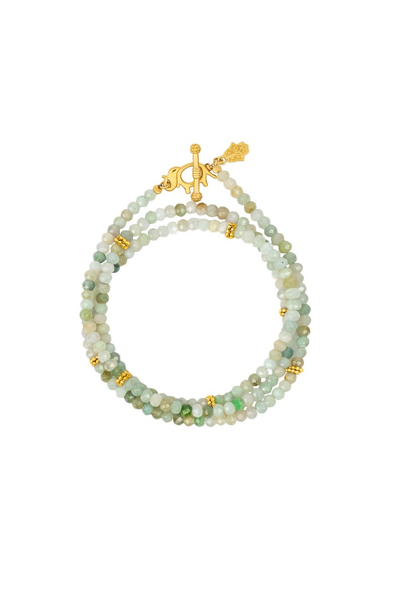 Women's Jade Elephant Gold Plated Wrap Bracelet - Manifest Abundance, Main, color, Pastel Green/Gold