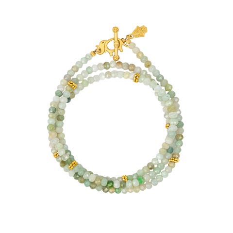 Women's Jade Elephant Gold Plated Wrap Bracelet - Manifest Abundance