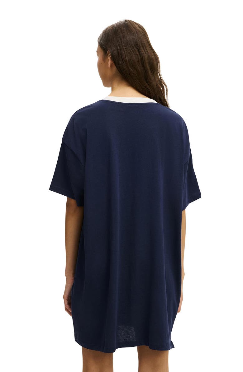 COTTON ON BODY Women's 90 S Sporty Tshirt Nightie, Alternate, color, Navy Vision Yale