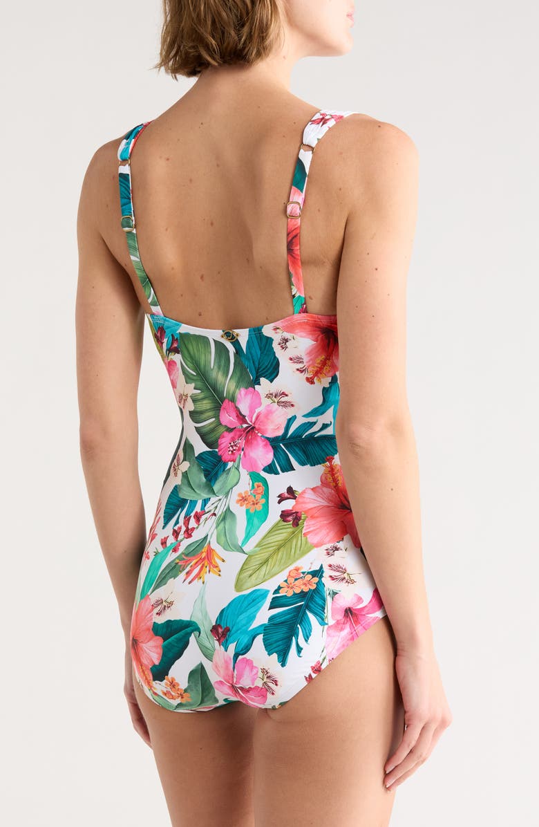 JANTZEN Mio Surplice One-Piece Swimsuit, Alternate, color, Multi White