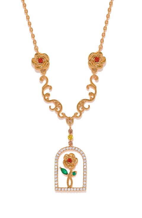 Kids' Disney Belle Rose Pendant Necklace