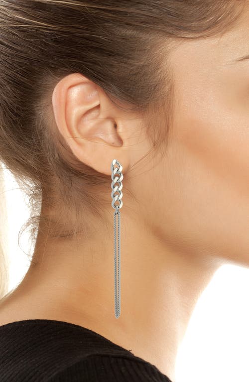 Allsaints Mix Chain Linear Drop Earrings In Silver