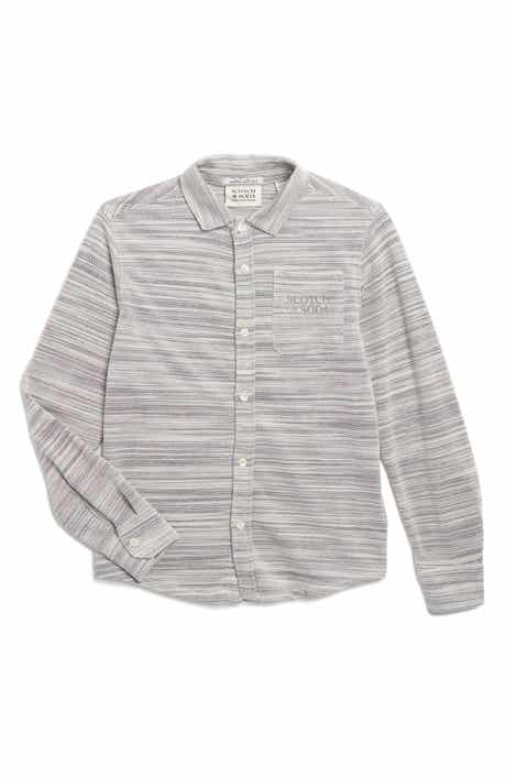 Scotch & Soda Kids' Space Dye Pique Button-Up Shirt