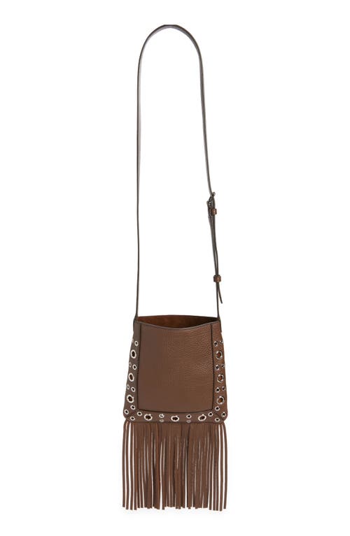 Valentino Garavani Small Nellcôte Fringed Studded Leather Crossbody Bag In Brown