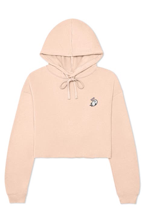 Heartly Ghost Cropped Hoodie