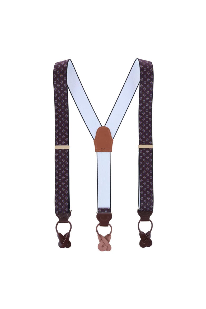 Luxe Diamond Elastic Button End Suspenders, Alternate, color, Burgundy