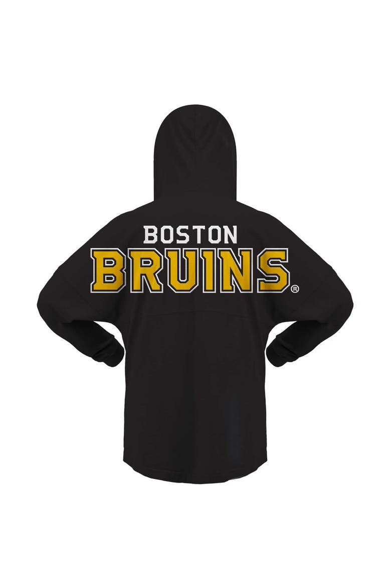 Women's Fanatics Branded Black Boston Bruins Jersey Lace-Up V-Neck Long Sleeve Hoodie T-Shirt, Alternate, color, Black