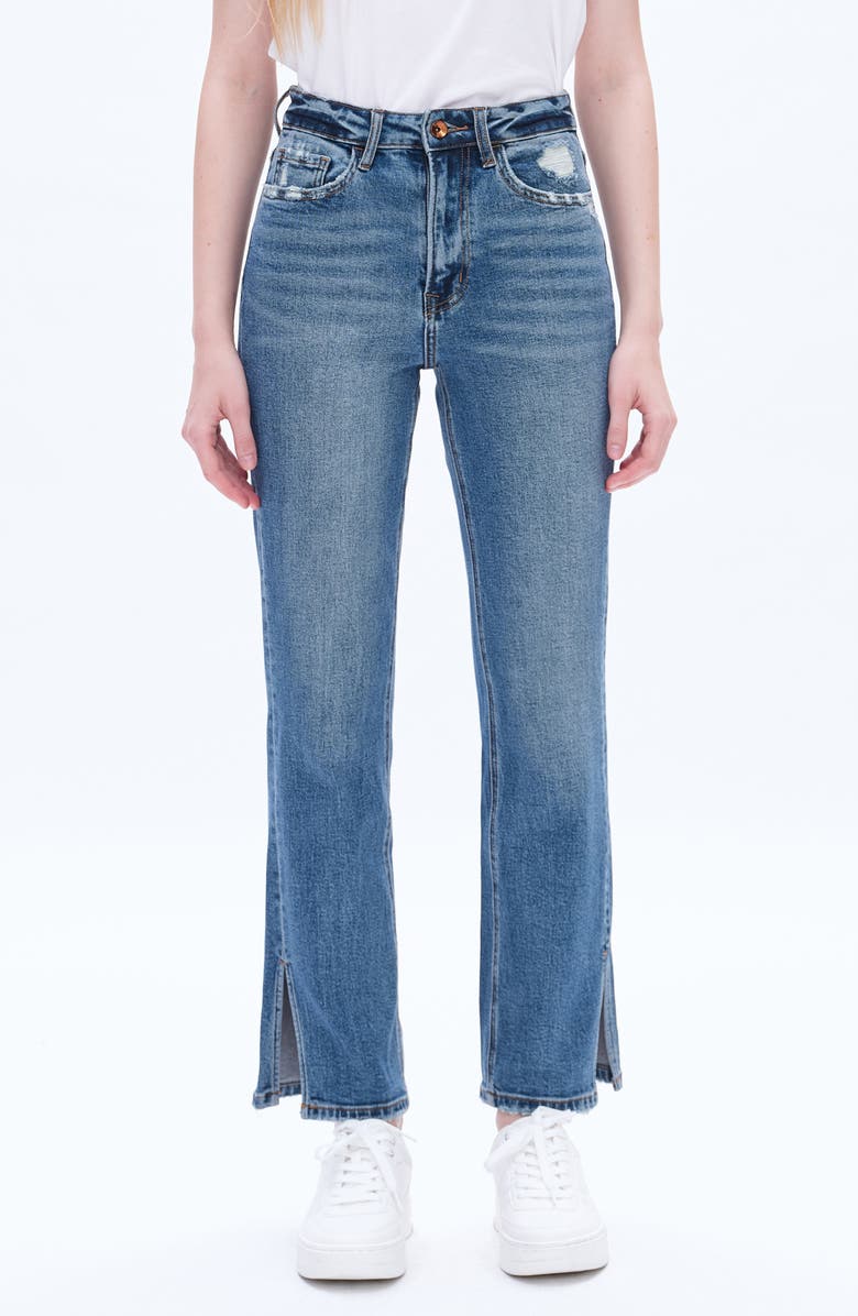 Bayeas Split Hem Straight Leg Jeans, Main, color, Blue Tears