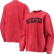 PRESSBOX Women's Pressbox Red Northeastern Huskies Comfy Cord Vintage Wash Basic Arch Pullover Sweatshirt
