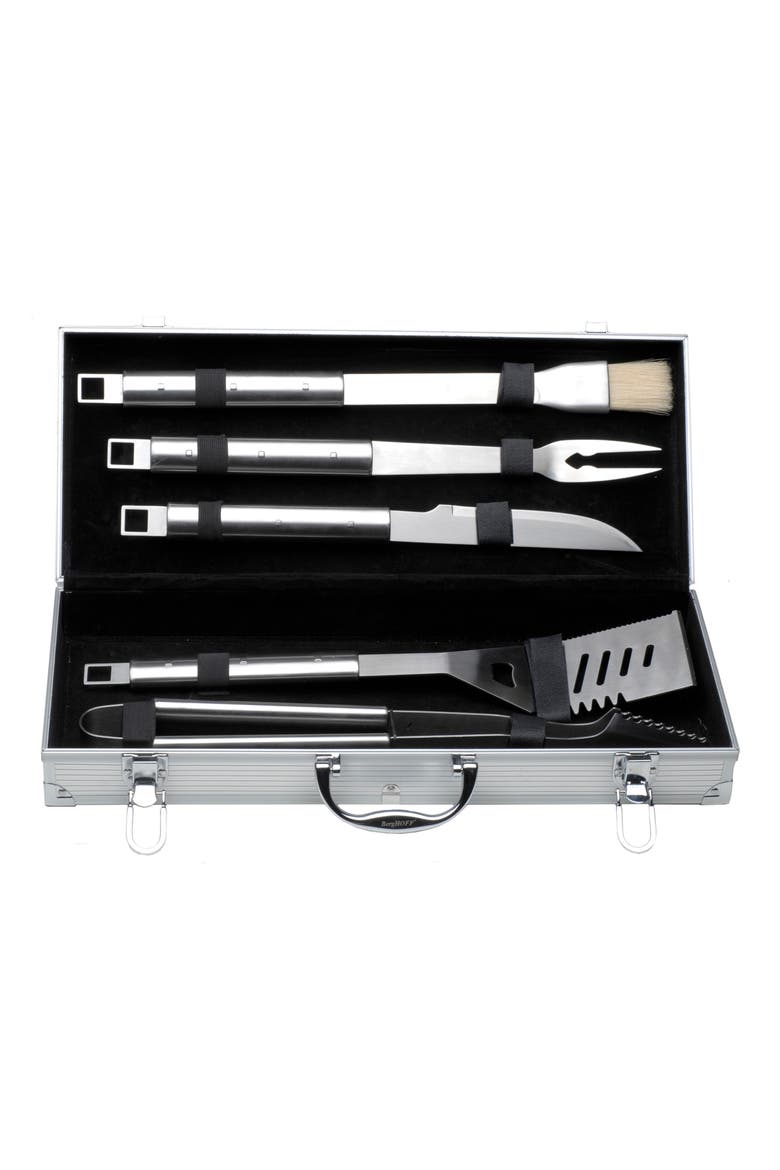 Cubo 5-Piece Barbeque Set with Case, Main, color, STAINLESS STEEL