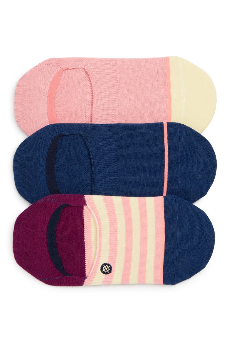 Invisible 3-Pack No-Show Socks, Main, color, NAVY MULTI