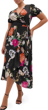City Chic Belle Floral Print Wrap Dress