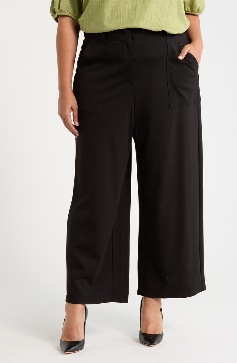 MAX STUDIO Utility Pocket Crop Straight Leg Ponte Pants, Main, color, Black