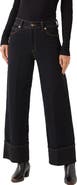 Karen Kane Cuffed Cropped Wide Leg Jeans