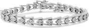 Haus of Brilliance .925 Sterling Silver 1/2 Cttw Diamond Miracle-Set Double Swoosh Milgrain Style Tennis Bracelet