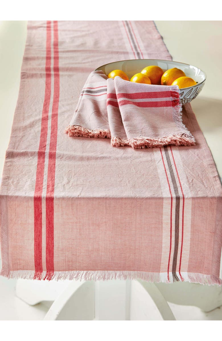 tag Lavender Honey Stripe Table Runner Cotton Machine Washable, Alternate, color, Pink
