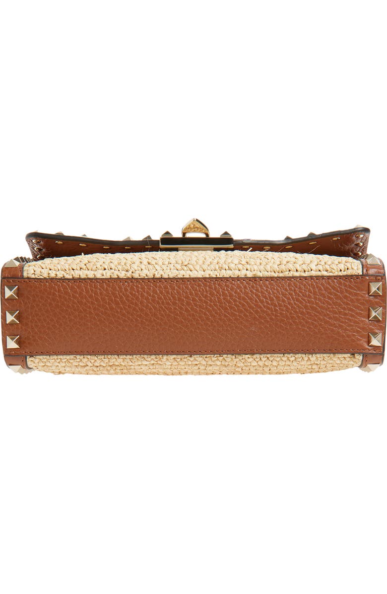 Valentino Garavani Small Rockstud Raffia Crochet Shoulder Bag, Alternate, color, Natural
