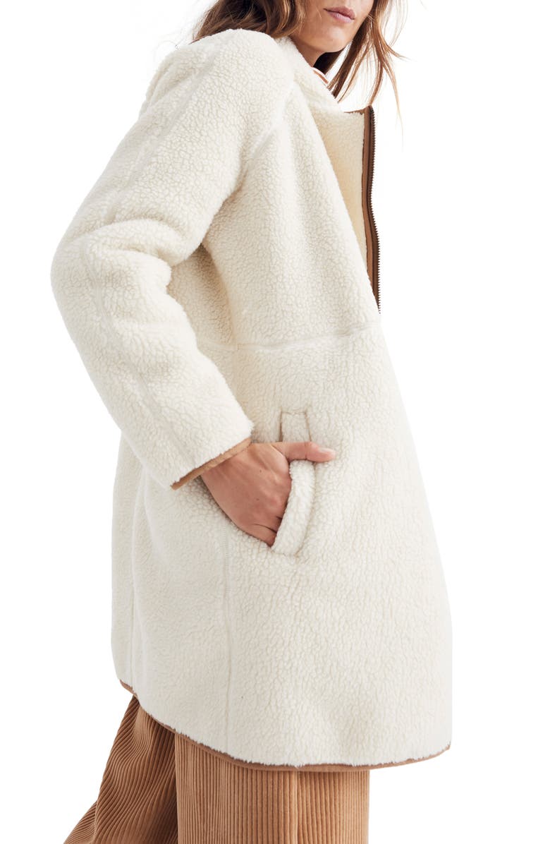 Madewell Faux Shearling Cocoon Coat, Alternate, color,