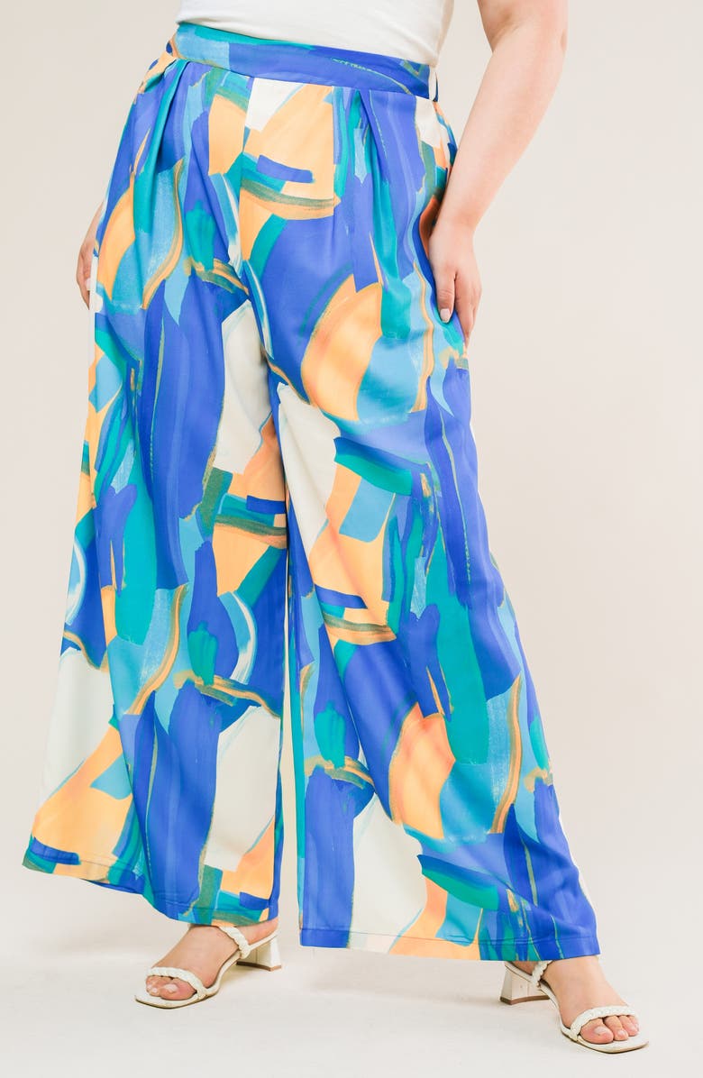 FLYING TOMATO Printed Woven Pants, Alternate, color, Blue Orange