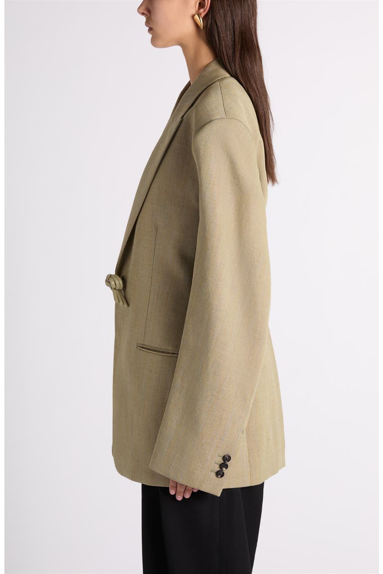 Knot Embellished Wool & Linen Blend Jacket, Alternate, color, 3133 GREEN/ LAVA MEL