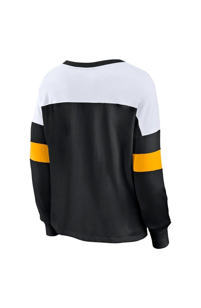 FANATICS Women's Fanatics Black Boston Bruins Take the Shot Long Sleeve Lace-Up V-Neck T-Shirt, Alternate, color,
