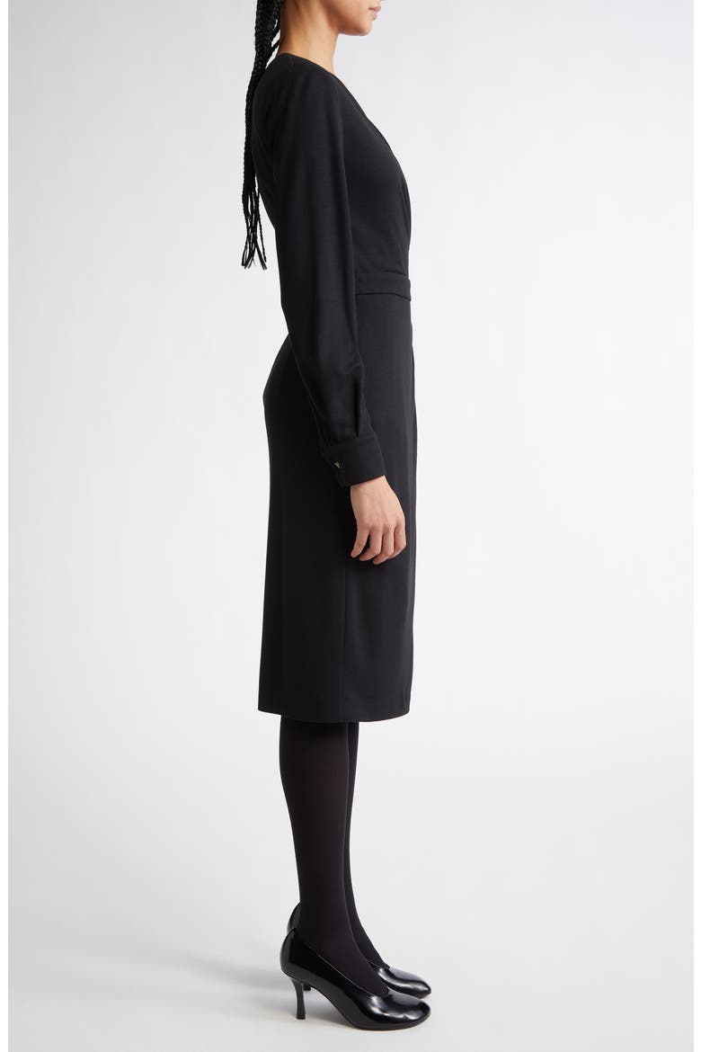 Virtus Long Sleeve Jersey Faux Wrap Dress, Alternate, color, BLACK