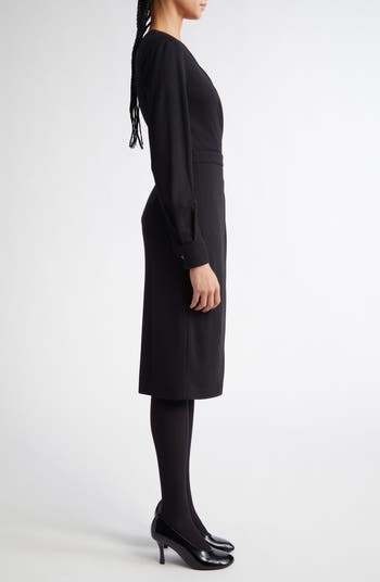 Max Mara Virtus Long Sleeve Jersey Faux Wrap Dress | Nordstrom