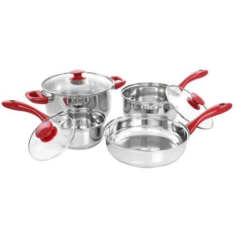 Crawson 7 Piece Stainless Steel Cookware Set in Chrome with  Handles
