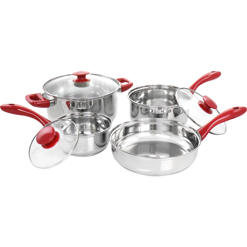 Gibson Home Crawson 7 Piece Stainless Steel Cookware Set In Silver