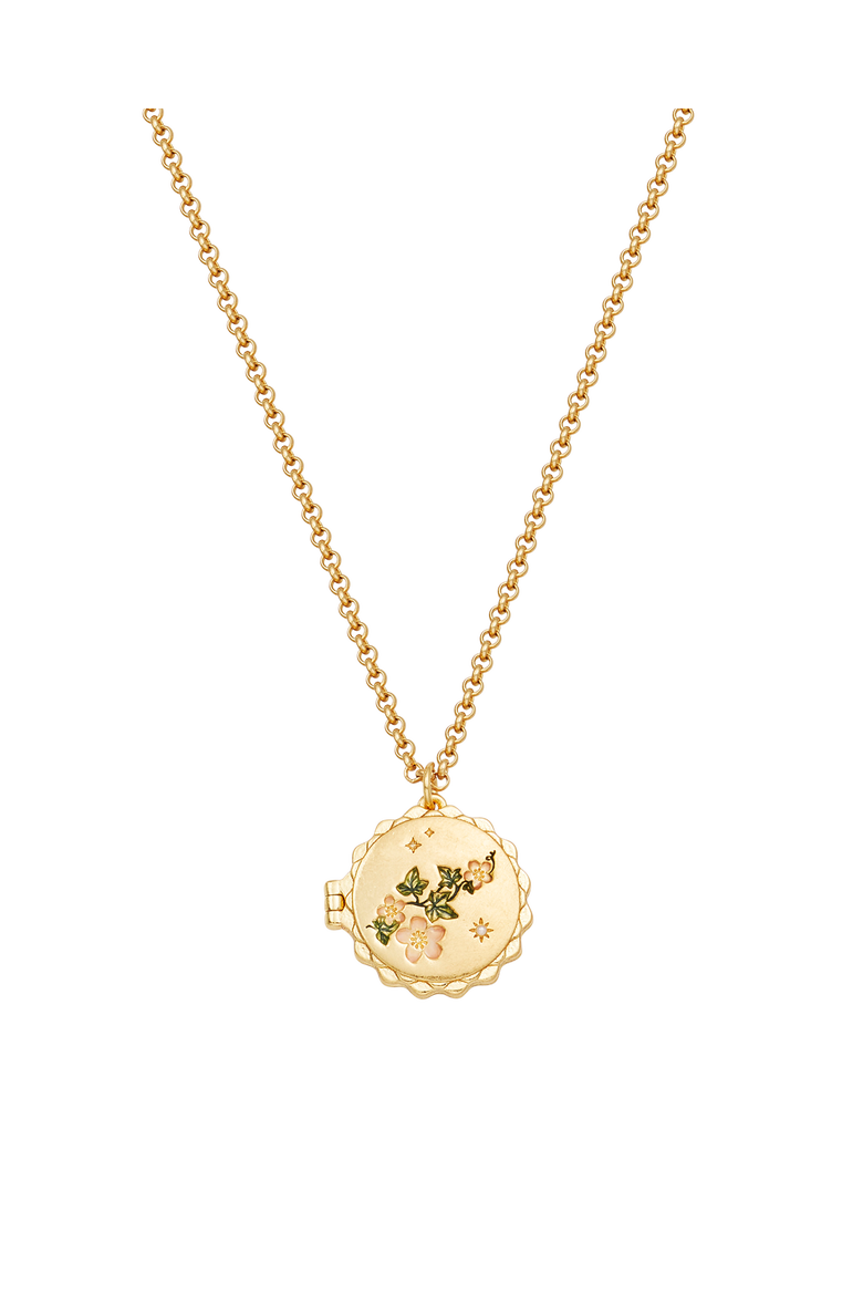 Ivy Blossom Locket Necklace, Alternate, color, Gold