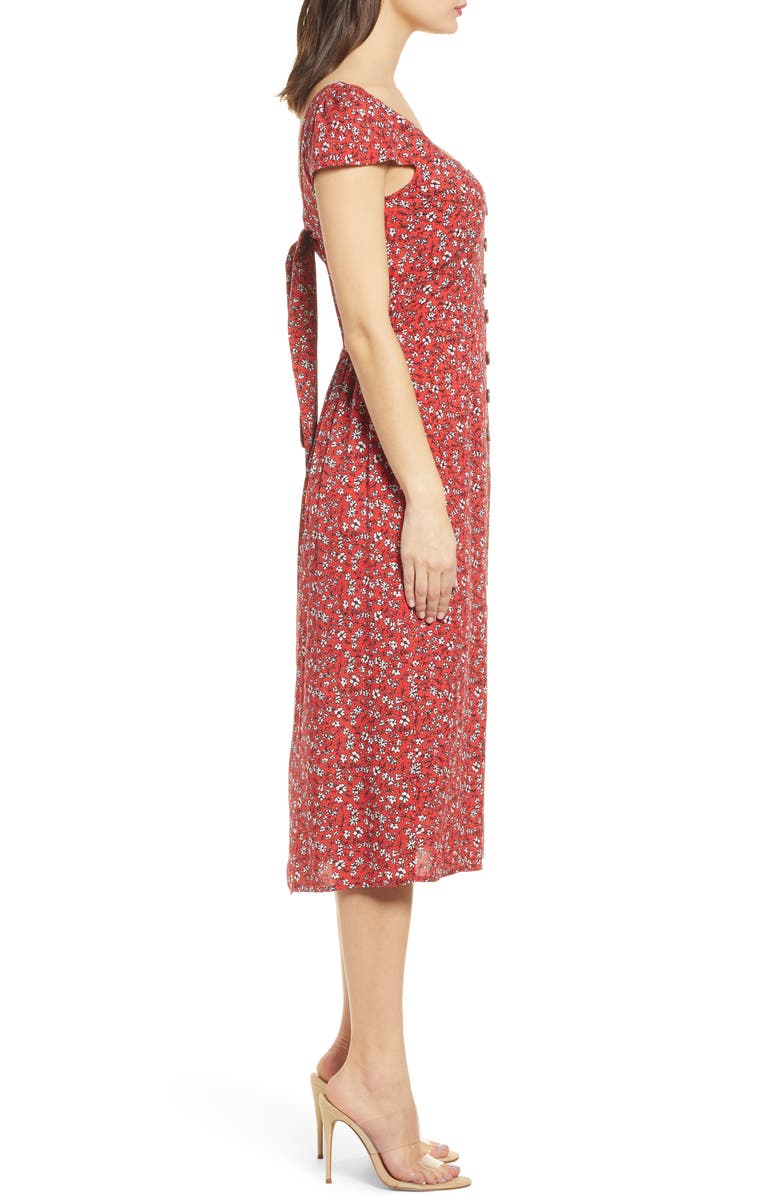 Row A Button Front Midi Dress, Alternate, color,