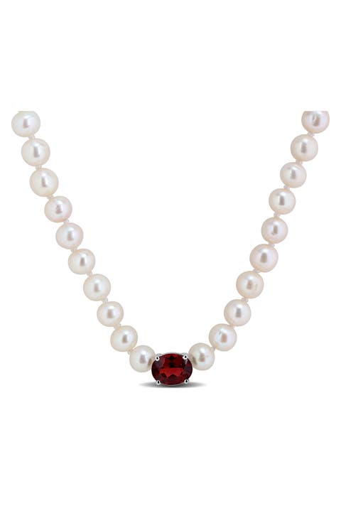 Garnet & Freshwater Pearl Strand Necklace
