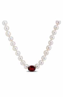 Garnet & Freshwater Pearl Strand Necklace