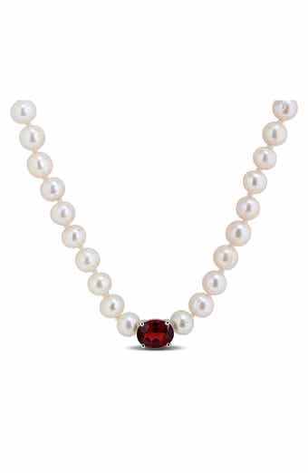 Garnet & Freshwater Pearl Strand Necklace