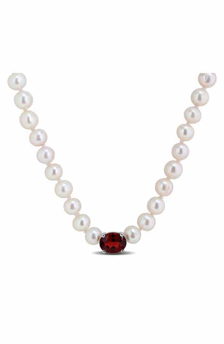 Garnet & Freshwater Pearl Strand Necklace