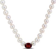 DELMAR Garnet & Freshwater Pearl Strand Necklace