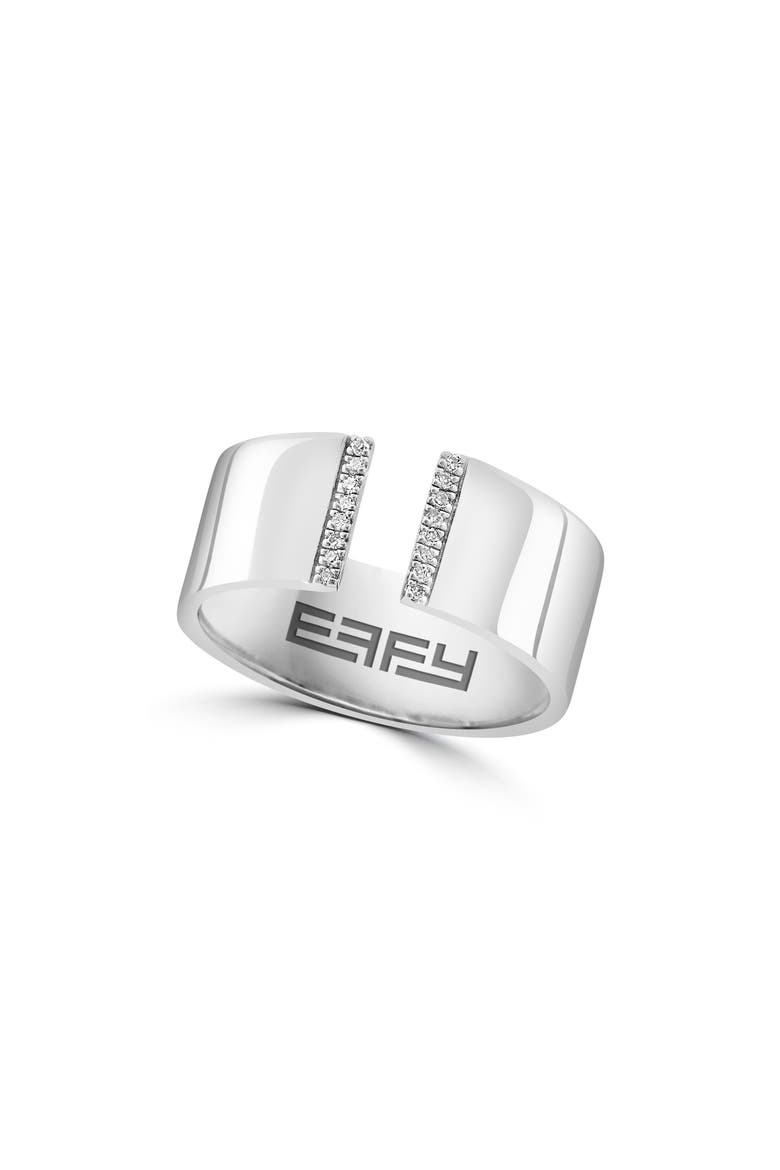 Sterling Silver Pavé Diamond Open Band Ring - 0.05ct. - Size 7, Main, color, SILVER