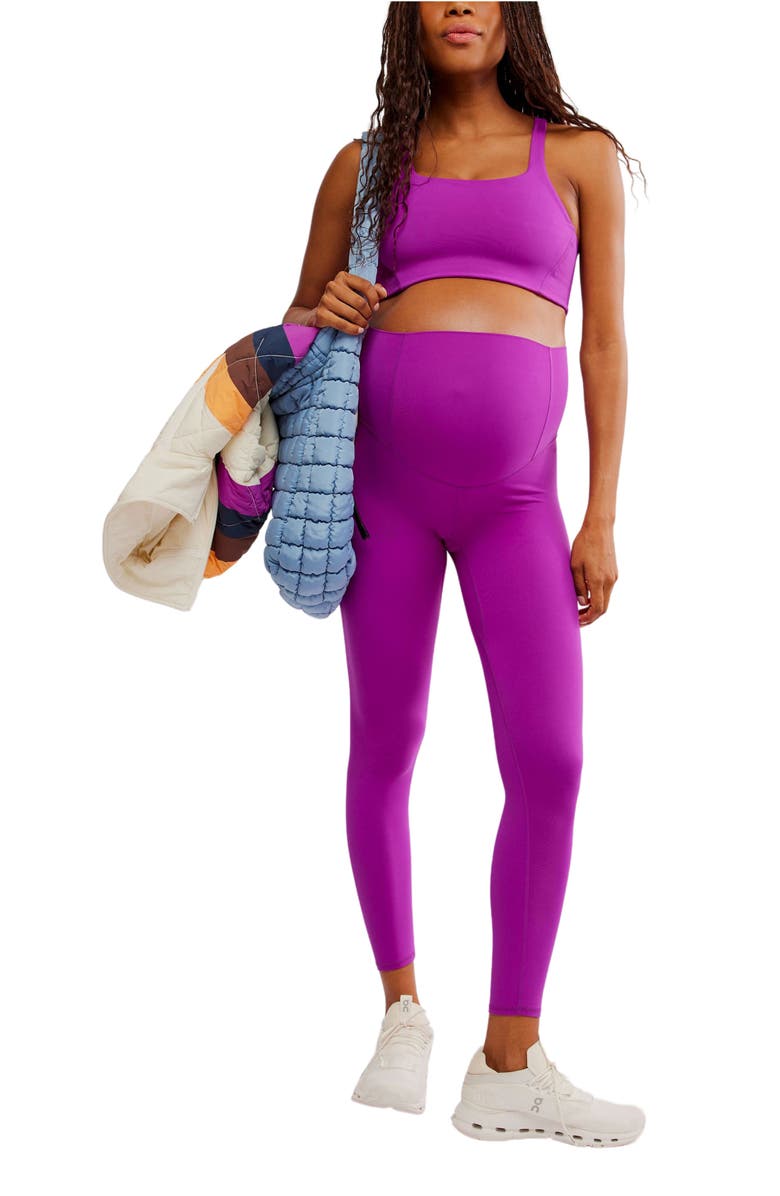 Free People x Hatch Never Better Square Neck Maternity Sports Bra, Alternate, color, Fluorenscent Berry