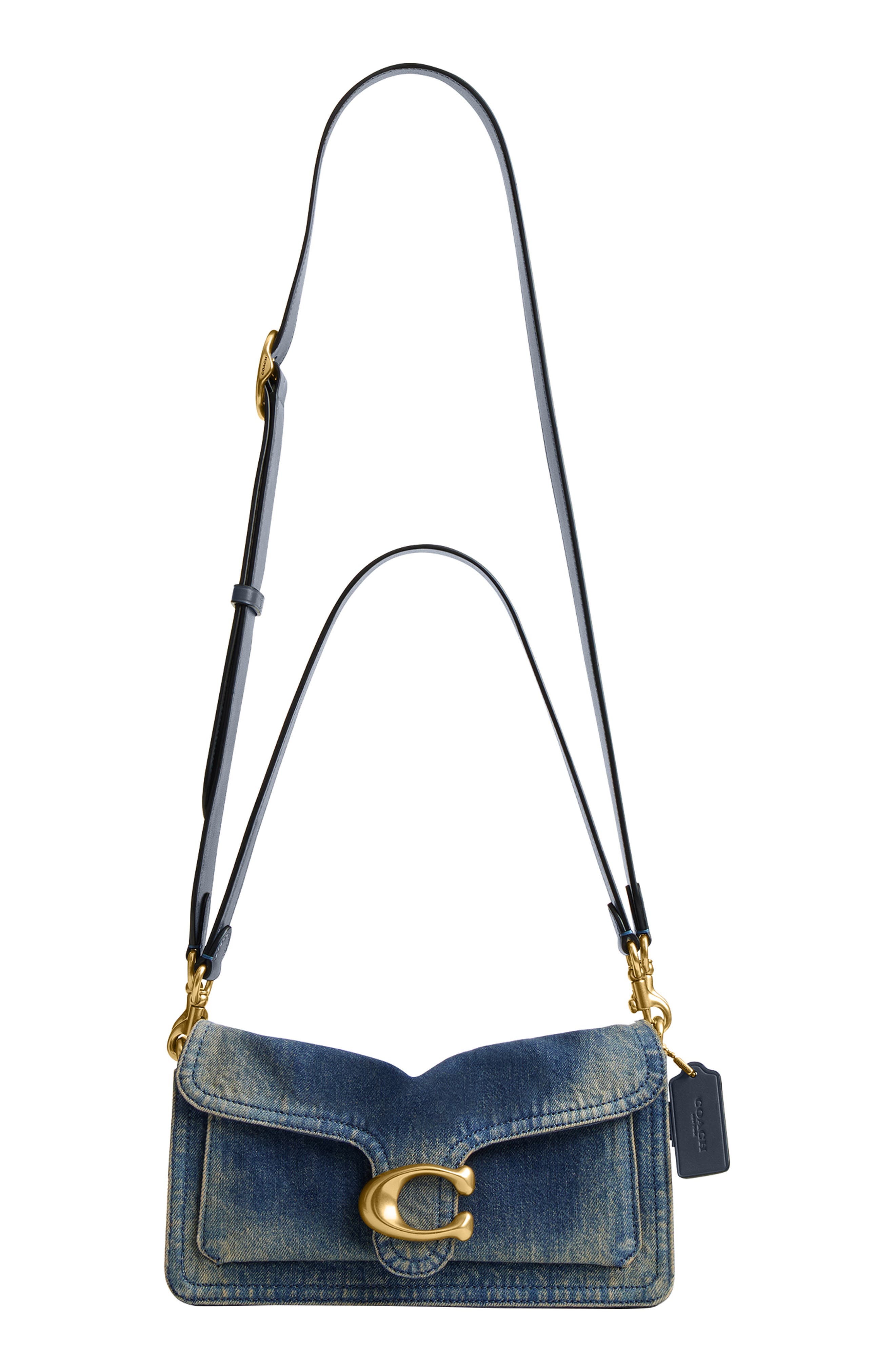 COACH Tabby Soft Loved Denim Shoulder Bag, Alternate, color, Dark Indigo