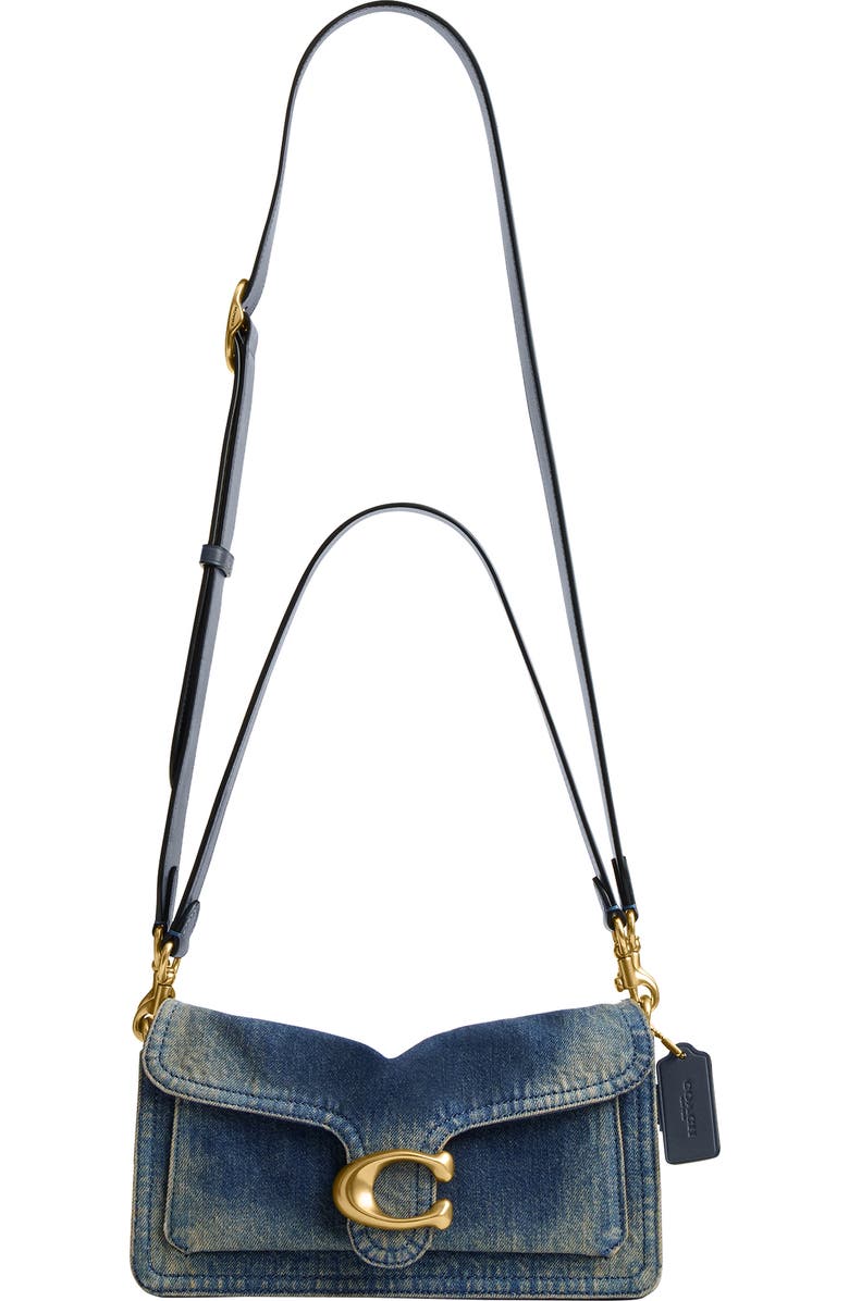 COACH Tabby Soft Loved Denim Shoulder Bag, Alternate, color, Dark Indigo