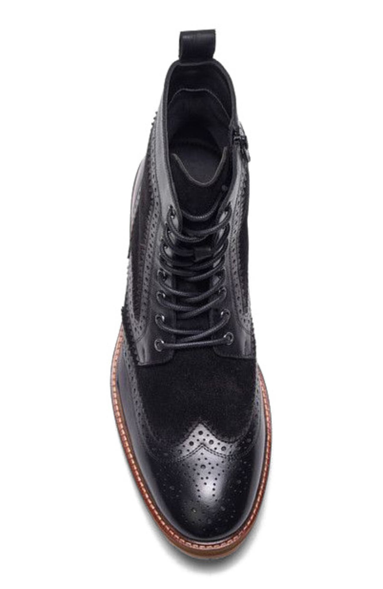 A. Veer Langston Wingtip Boot, Alternate, color, Black Leather & Suede
